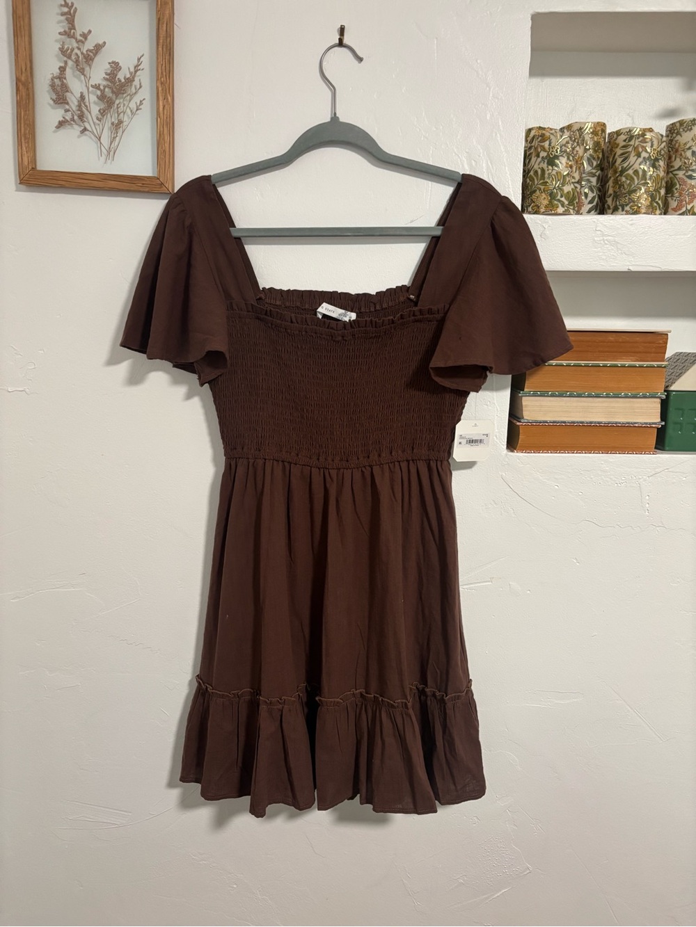 Altar'd State | Chocolate Brown Smocked Square-Neck Mini Dress